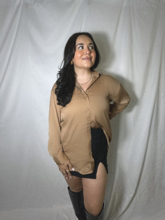 champagne colored women's banana republic dress top upcycled